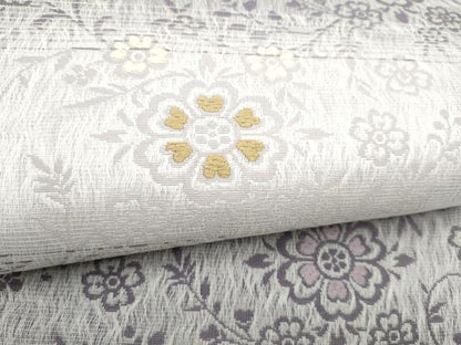 平和屋着物▽全通柄袋帯　スリーシーズン　春夏秋　櫛織　花唐草文　正絹　逸品　CABK5834hy