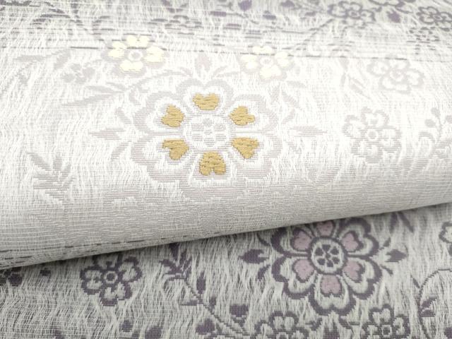 平和屋着物▽全通柄袋帯　スリーシーズン　春夏秋　櫛織　花唐草文　正絹　逸品　CABK5834hy