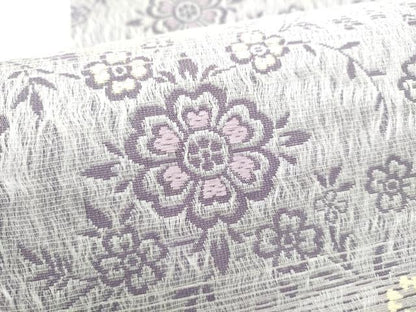 平和屋着物▽全通柄袋帯　スリーシーズン　春夏秋　櫛織　花唐草文　正絹　逸品　CABK5834hy
