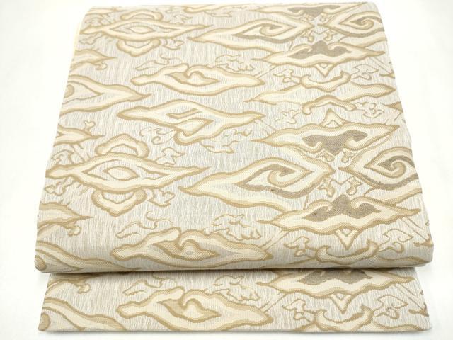 平和屋着物▽六通柄袋帯　スリーシーズン　春夏秋　櫛織　抽象文　正絹　逸品　CABK5835hy