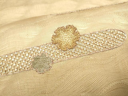平和屋着物▽中国三大刺繍　相良刺繍　総刺繍　太鼓柄袋帯　スリーシーズン　春夏秋　雪輪霞文　正絹　逸品　CABK5836hy