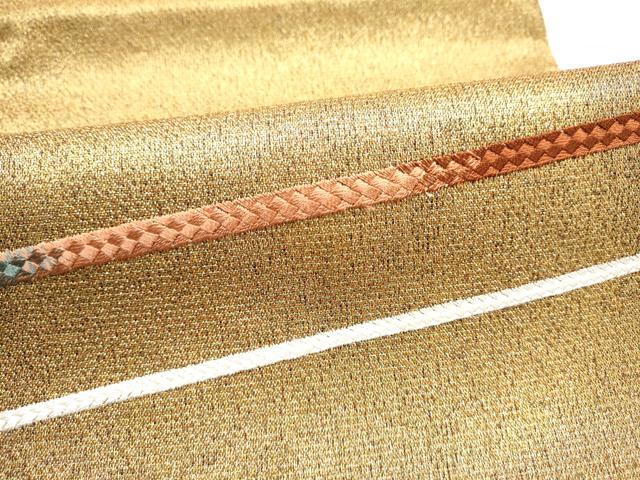 平和屋着物●太鼓柄袋帯　総刺繍　斜線文　金糸　正絹　逸品　CABK5839hy