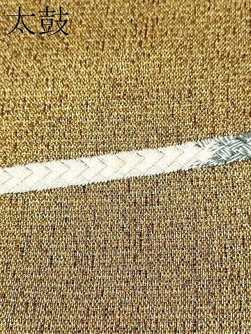 平和屋着物●太鼓柄袋帯　総刺繍　斜線文　金糸　正絹　逸品　CABK5839hy