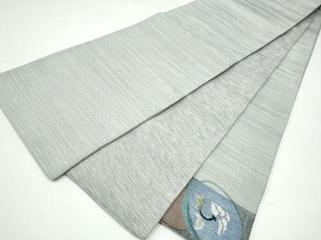 平和屋着物▽太鼓柄袋帯　スリーシーズン　春夏秋　すくい織　花丸文　金銀糸　正絹　逸品　CABK5840hy