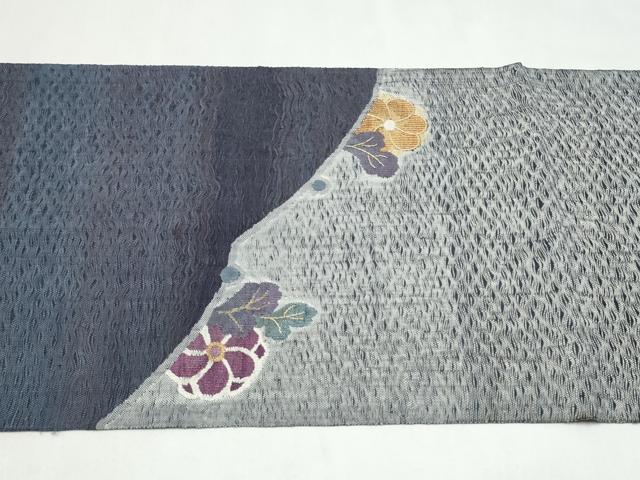 平和屋着物▽太鼓柄袋帯　スリーシーズン　春夏秋　すくい織　草花文　金糸　正絹　逸品　CABK5842hy