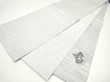 平和屋着物▽太鼓柄袋帯　スリーシーズン　春夏秋　すくい織　モール織　幾何学青海波文　正絹　逸品　CABK5845hy
