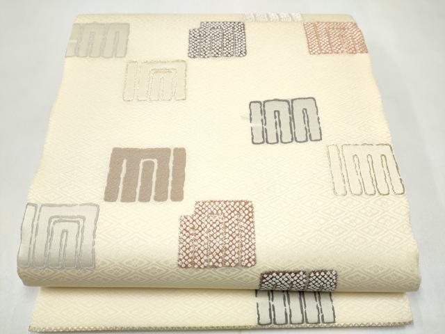 平和屋着物▽六通柄袋帯　スリーシーズン　春夏秋　源氏香文　金銀糸　正絹　逸品　未使用　CABK5848hy