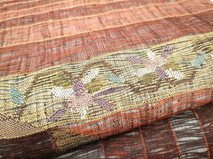 平和屋着物▽太鼓柄袋帯　スリーシーズン　春夏秋　すくい織　横段文　金糸　正絹　逸品　CABK5852hy
