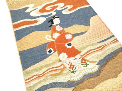 平和屋着物▽太鼓柄袋帯　スリーシーズン　春夏秋　絽刺し　区限刺繍　人物花文　金糸　正絹　逸品　CABK5853hy