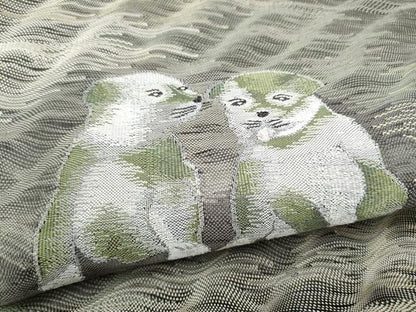 平和屋着物▽太鼓柄袋帯　スリーシーズン　春夏秋　すくい織　犬　鈴乃屋扱い　正絹　逸品　CABK5854hy