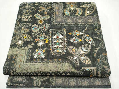 平和屋着物▽袋帯　スリーシーズン　春夏秋　螺鈿　幾何学花文　金糸　正絹　逸品　CABK5856hy