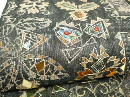 平和屋着物▽袋帯　スリーシーズン　春夏秋　螺鈿　幾何学花文　金糸　正絹　逸品　CABK5856hy
