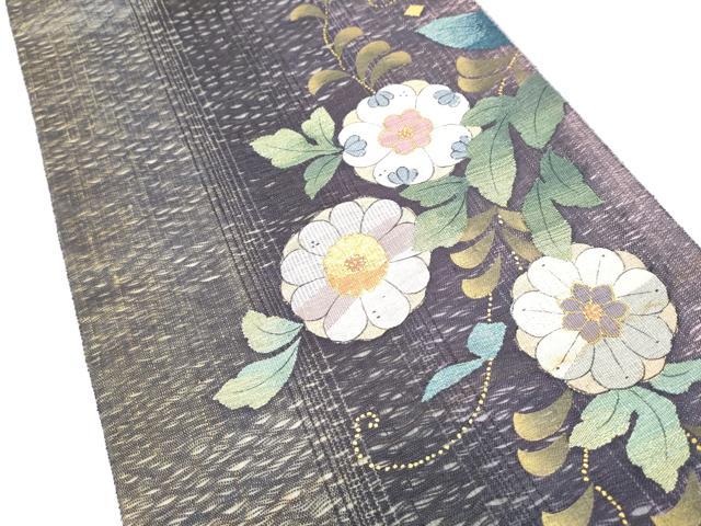 平和屋着物▽太鼓柄袋帯　スリーシーズン　春夏秋　すくい織　辻が花　金彩　正絹　逸品　CABK5857hy