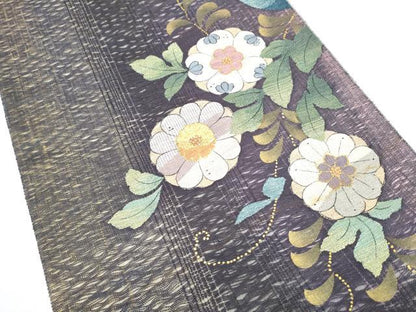 平和屋着物▽太鼓柄袋帯　スリーシーズン　春夏秋　すくい織　辻が花　金彩　正絹　逸品　CABK5857hy