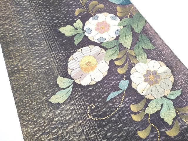 平和屋着物▽太鼓柄袋帯　スリーシーズン　春夏秋　すくい織　辻が花　金彩　正絹　逸品　CABK5857hy