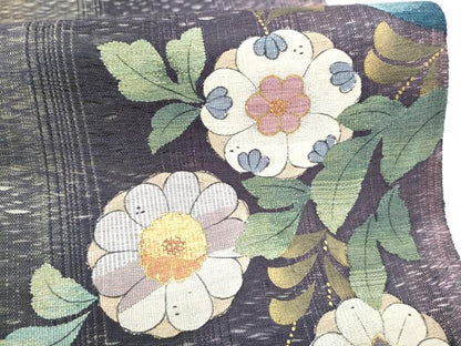 平和屋着物▽太鼓柄袋帯　スリーシーズン　春夏秋　すくい織　辻が花　金彩　正絹　逸品　CABK5857hy