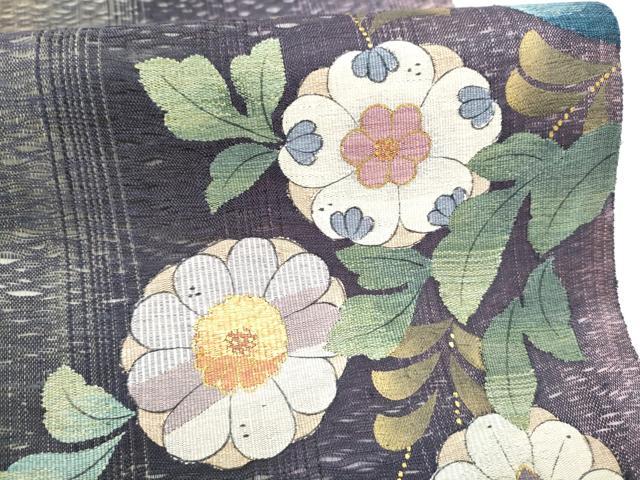 平和屋着物▽太鼓柄袋帯　スリーシーズン　春夏秋　すくい織　辻が花　金彩　正絹　逸品　CABK5857hy
