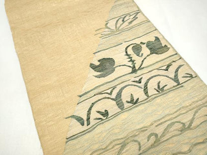 平和屋着物▽太鼓柄袋帯　スリーシーズン　春夏秋　すくい織　花唐草文　三越扱い　正絹　逸品　CABK5858hy