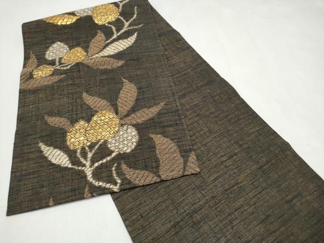 平和屋着物●洛風林　工芸帯地　つけ帯　枝葉文　金銀糸　反端付き　正絹　逸品　CABK5867hy