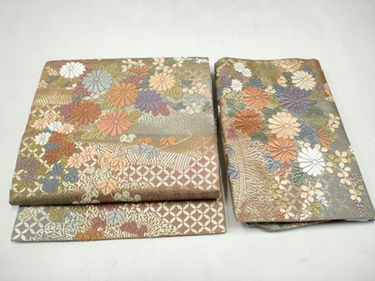 平和屋着物●つけ帯　唐織　舞花文　金糸　正絹　逸品　CABK5868hy