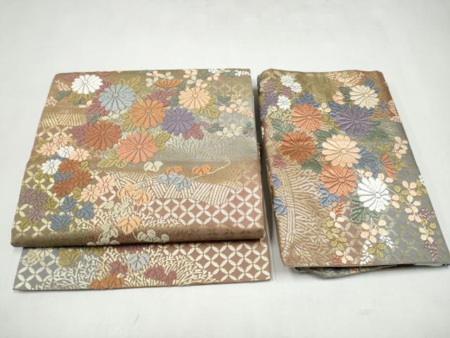 平和屋着物●つけ帯　唐織　舞花文　金糸　正絹　逸品　CABK5868hy