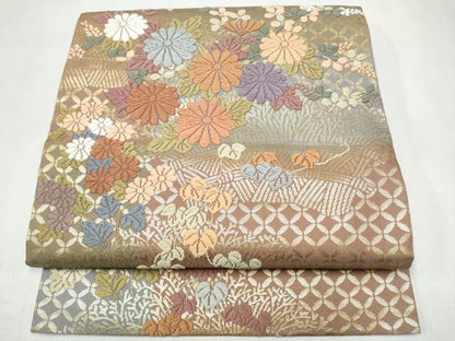 平和屋着物●つけ帯　唐織　舞花文　金糸　正絹　逸品　CABK5868hy