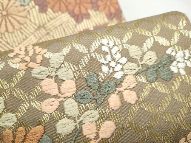 平和屋着物●つけ帯　唐織　舞花文　金糸　正絹　逸品　CABK5868hy