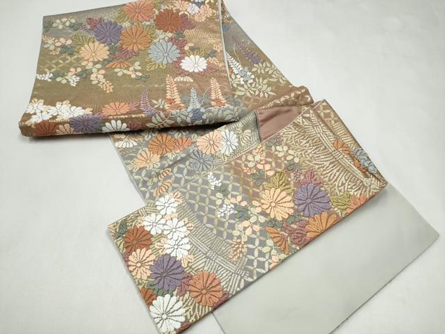 平和屋着物●つけ帯　唐織　舞花文　金糸　正絹　逸品　CABK5868hy