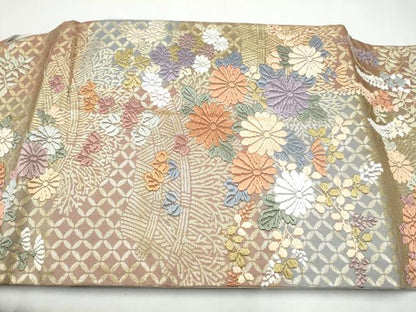 平和屋着物●つけ帯　唐織　舞花文　金糸　正絹　逸品　CABK5868hy