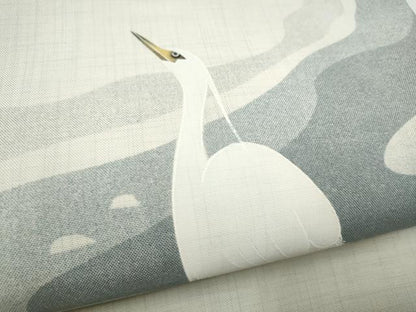 平和屋着物●つけ帯　鈴木清文　白鷺　正絹　逸品　CABK5869hy