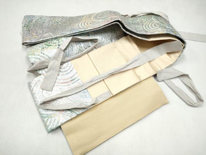 平和屋着物●つけ帯　紙布　丸文　金銀彩　正絹　逸品　CABK5870hy