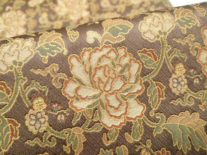 平和屋着物●名物裂一筋　西陣・あらいそ謹製　全通柄袋帯　牡丹唐草文　金糸　正絹　逸品　CABK5873hy