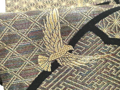 平和屋着物●染色作家　斉藤三才　両面　六通柄袋帯　三才鳥　金糸　正絹　逸品　CABK5874hy