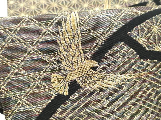 平和屋着物●染色作家　斉藤三才　両面　六通柄袋帯　三才鳥　金糸　正絹　逸品　CABK5874hy
