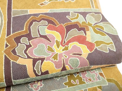 平和屋着物●両面　全通柄袋帯　舞花文　正絹　逸品　CABK5875hy