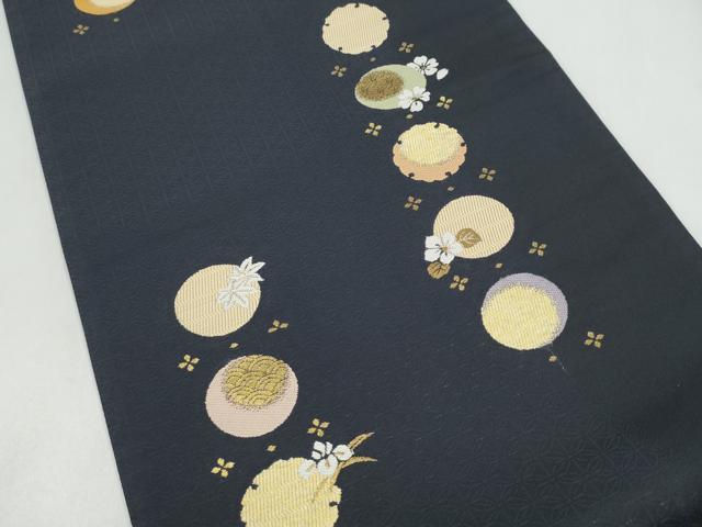 平和屋着物●六通柄袋帯　雪輪花文　金糸　正絹　逸品　CABK5876hy