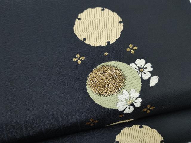 平和屋着物●六通柄袋帯　雪輪花文　金糸　正絹　逸品　CABK5876hy