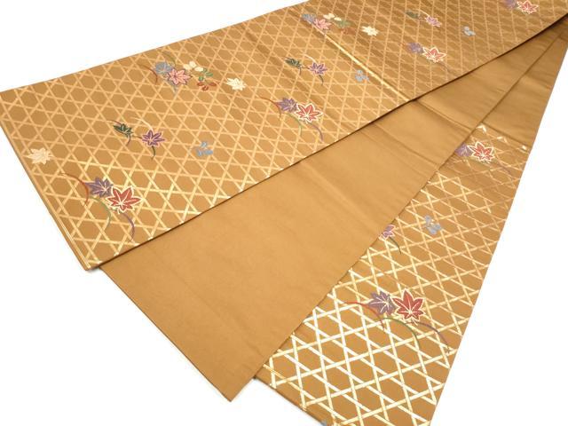 平和屋着物●ファッションデザイナー 花井幸子　六通柄袋帯　唐織　籠目草花文　金糸　正絹　逸品　CABK5878hy