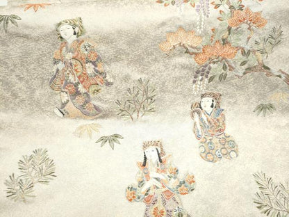 平和屋本店●六通柄袋帯　紙望人形絵図　本金箔　白金泥箔　正絹　逸品　CABK5885hy
