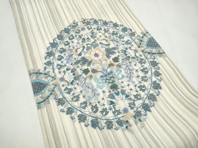 平和屋着物＊夏物　太鼓柄袋帯　陶器花文　金糸　正絹　逸品　CABK5889hy