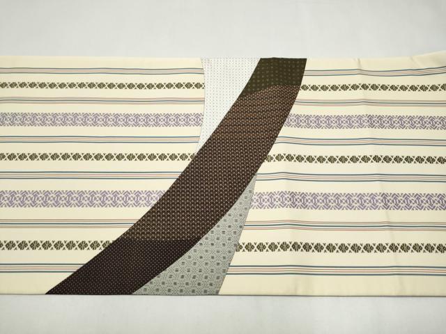 平和屋着物●本場筑前博多織　両面　太鼓柄袋帯　切嵌　霞文　献上　正絹　逸品　CABK5890hy