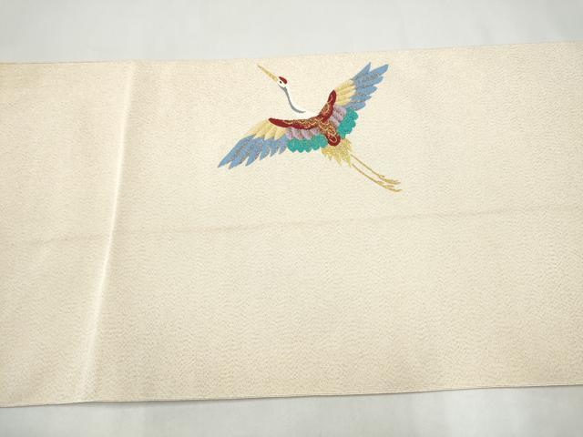 平和屋着物●爪搔き本綴れ　八寸名古屋帯　飛鶴文　金銀糸　正絹　逸品　CABK5894hy