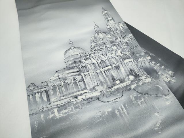 平和屋着物●九寸名古屋帯　作家物　西洋風景文　正絹　逸品　CABK5898hy