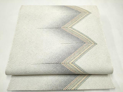 平和屋着物●三軸組織 染色伝統工芸士 三田清治 くみ織工房 室門耕一郎 八寸名古屋帯 幾何学文様 金糸 証紙付き 正絹 逸品 CABK5905hy