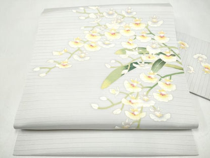 平和屋着物＊夏物　九寸名古屋帯　絽塩瀬　友禅　枝花文　正絹　逸品　CABK5907hy