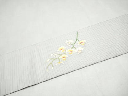 平和屋着物＊夏物　九寸名古屋帯　絽塩瀬　友禅　枝花文　正絹　逸品　CABK5907hy