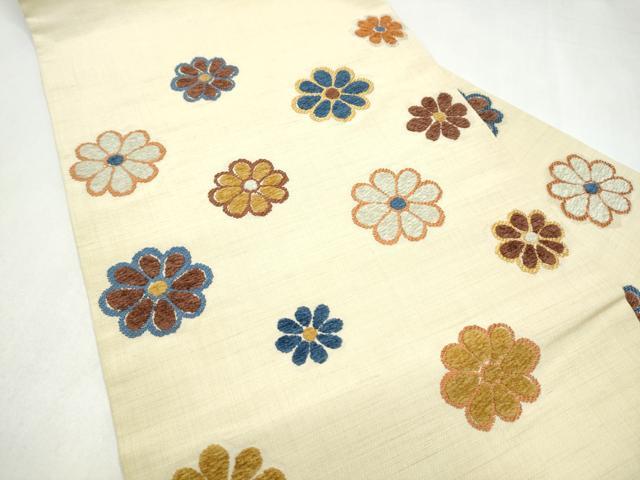 平和屋着物●西陣　川島織物　九寸名古屋帯　モール織　舞花文　正絹　逸品　CABK5911hy