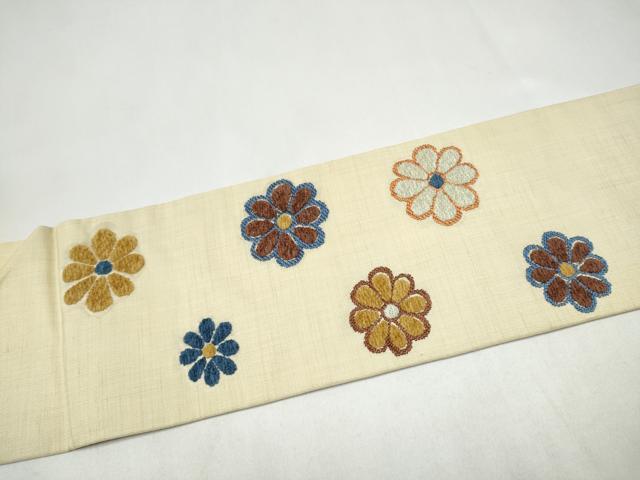 平和屋着物●西陣　川島織物　九寸名古屋帯　モール織　舞花文　正絹　逸品　CABK5911hy