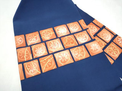 平和屋着物●塩瀬　九寸名古屋帯　ろうけつ染　花丸文　金彩　正絹　逸品　CABK5914hy