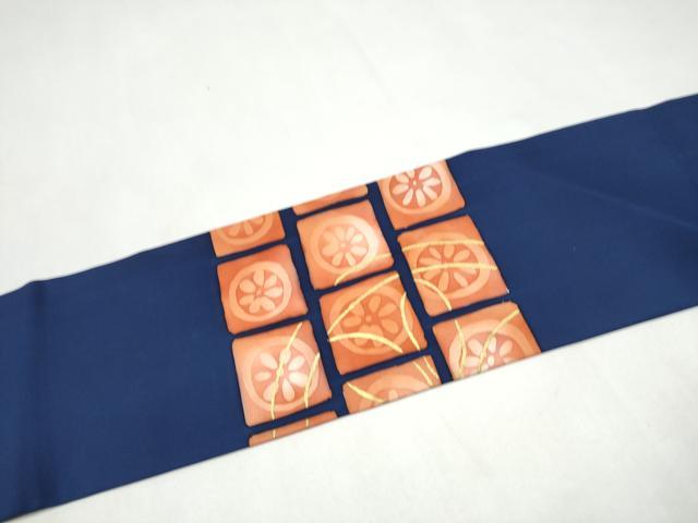 平和屋着物●塩瀬　九寸名古屋帯　ろうけつ染　花丸文　金彩　正絹　逸品　CABK5914hy